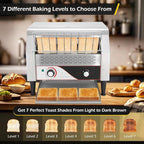 Dyna-Living Commercial Toaster 450 Slices/H Restaurant Toasters 110V 2600W Conveyor Rotating Toaster Oven Commercial Belt Toasters Hamburger Bread Bun Toaster for Restaurant