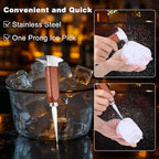 4Pcs Ice Pick Set, Stainless Steel Ice Chipper with Wood Handle, Bartender Kit Ice Crusher with Tong Ideal for Bars, Kitchen and Carving Craft Art