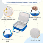 Bento Lunch Box for Kids with 8oz Soup Thermo, Leak-proof Lunch Food Containers with 5 Compartment, Insulated Lunch Bag & 17oz Stainless Steel Water Bottle for School, Trvael