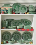 Christmas Tree Serving Platters, 14.5"/ 12.5"/11" Ceramic Oval Serving Trays, Green Serving Plates, Dishwasher and Microwave Safe, Set of 3