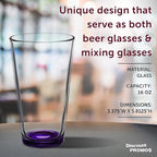 DISCOUNT PROMOS Arc Pint Glass 16 oz. Set of 10, Bulk Pack - Beer Glasses, Heavy Duty Drinkware - Purple