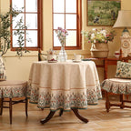 patdrea Designer Vintage Linen Round Table Cloth,Anti-Wrinkle Breathable French Tablecloth,Fall Decor Table Cover for Kitchen Dining,Christmas,Thanksgiving,Tea Party,Diameter 67"-Cudillero