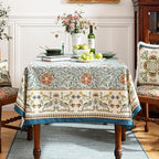 patdrea Designer French Linen Blue Tablecloth for Rectangle Table,Vintage Floral Table Cloth,Colorful Decoration Fall Cover Kitchen Dining for Thanksgiving,Tea Party,Christmas,63"x110"-Wensel
