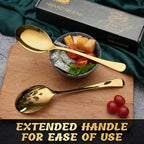 8 Piece Stainless Steel Serving Spoon Set - 4 Large, 4 Slotted,Dishwasher Safe,10-Inch,Gold, for Parties/Kitchen/Buffet/Catering