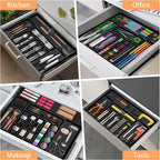 Silverware Organizer Expandable Kitchen Utensil Drawer Organizer Large BPA Free Adjustable Cutlery Silverware Tray for Spoons Forks Knives Storage Divider for Kitchen Flatware 6-9 Slots Black