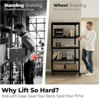 HOMEDANT House 5-Tier Metal Rolling Cart Shelf Rack Casters Heavy Duty Laminated Wheel Shelving Unit Adjustable Utility Storage Shelves Organizer Shelf Kitchen Garage 24.4" W x 16.5" D x 62.2" H 2Pack
