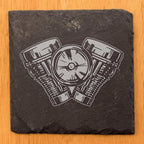 Power & Protection: V-Twin Engine Coasters for Your Ride - Square Slate - Set of 5