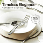 Luciella Tropea Flatware Set for 12, 65-Piece Premium 18/10 Stainless Steel Silverware Set with Serving Utensils, Modern Mirror Finish, Rust Resistant, Dishwasher Safe
