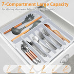 Homecor Kitchen Drawer Organizer, Expandable Silverware Drawer Organizer, Adjustable Utensil Organizer Tray, Cutlery Organizer for Forks, Knives, Kitchen Organizers and Storage, Grey