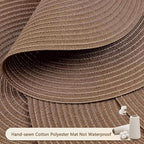 FunWheat Round Braided Placemats Set of 6 Place mats for Dining Tables Woven Heat Resistant Table Mats 15 inch (Brown,6pcs)