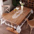 Clear Table Cover Protector Vinyl Table Cloth Rectangle with Lace Pattern Oil Spill Proof Vintage Rustic Plastic Table Covers for Dining Tables (White Lace, 52 x 70 Inches)