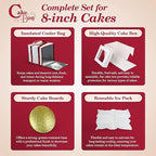 Cakebon Cake Box and Boards, 8-Inch Round Gold Smooth Edges 1/2- Inch Thick Drums with Insulated Bag and Ice Pack – Cake Transport Set, Cooler for Cake Delivery and Transport (1pc Each, 4pcs Total)