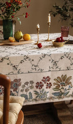 patdrea Designer Linen French Small Tablecloth for Rectangle Table,Fall Country Breathable Floral Tablecloths,Table Cover for Kitchen Dining,Tea Party,Christmas,Thanksgiving,55"x71"-Oliveirad