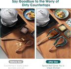 vancasso Stern Spoon Rest for Kitchen, Square Ceramic Spoon Holder for Stove Top, Heat Resistant Utensil Rest for Countertop, Dishwasher Safe, Kiln Green, 2 Pack