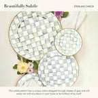 MACKENZIE-CHILDS Enamel Serving Platter, Decorative Serving Platter for Food, 16 Inches, Gray-and-White Sterling Check