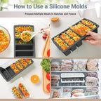 1/2 Cup Silicone Freezer Molds with Lid, 2-Pack Silicone Freezer Trays for Soup, Sauce & Broth – Meal Prep Containers, Large Ice Cube Tray, Oven & Dishwasher Safe