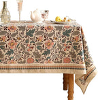ISAENNE Designer Boho Floral Extra Long Tablecloth Rectangle,Linen Lotus Flower Pattern Colorful Table Cloth,Durable Decor Tablecloths for Dining Thanksgiving Kitchen Christmas,67"*118"-Hazel A