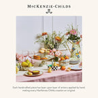 MACKENZIE-CHILDS Enamel Pedestal Platter, Round Cake Stand, Mini, Gray-and-White Sterling Check