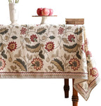 ISAENNE Designer Provence Floral Small Rectangular Tablecloth,Linen Colorful Washable Indoor Table Cloth,Durable Decor Tablecloths for Dining Thanksgiving Kitchen Christmas,55"*71"-Ratina