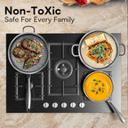 Non Stick Frying Pans with lid, 8 inch Hybrid Frying Pans Nonstick, non stick Stainless Steel Skillets, Dishwasher and Oven-Safe, nonStick Cookware, Induction Compatible Cooking Pan