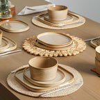 Stone Lain Cairo 24-Piece Dinnerware Set Stoneware, Plates and Bowls Set, Microwave and Dishwasher Safe, Includes Dinner and Salad Plates, Cereal Bowls, Dishes for 8, Sand