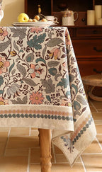 ISAENNE Designer Boho Floral Small Rectangular Tablecloth,Linen Lotus Flower Pattern Colorful Table Cloth,Durable Decor Tablecloths for Dining Thanksgiving Kitchen Christmas,55"*71"-Hazel A