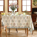 ISAENNE Designer Linen Table Cloth for Rectangle Table,Western Colorful Floral Indoor Tablecloth,Wrinkle Resistant Decor Tablecloths for Dining Thanksgiving Kitchen Christmas,55"*79"-Serenity B