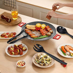 Supernal 36pcs Serving Utensils,Black Plastic Serving Utensils,Disposable Serving Utensils Set Include 9.75"Serving Spoons 9.75"Serving Forks 6.3"Plastic Serving Tongs for 12 Guests