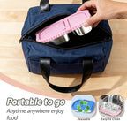 Stainless Steel Snack Containers with Silicone Lids - 2 Compartment Metal Bento Lunch Box, Leak-Proof Reusable Lunch Meal Prep Containers with 2 Forks for School, Office, Travel (Blue+Pink, 2 Pack)