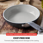 GreenPan x Bobby Flay 8" Nonstick Frying Pan Skillet, PFAS-Free Diamond Ceramic, Induction Suitable, Stay-Cool Silicone Handle, Easy Clean Dishwasher & Oven Safe, Egg & Omelet Pan, Graphite