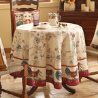 patdrea Designer Vintage Linen Small Round Tablecloth,Vintage Red Animals Pattern Floral Tablecloths,Decoration Table Cover for Kitchen Dining Christmas,Party,Thanksgiving,Diameter 55"-Townlife E