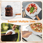 12 inch Stainless Pizza Peel for Large Oven, Pizza Spatula with Foldable Wood Handle for Indoor & Outdoor Pizza Oven Baking, Turing Peel for Pizza, Dough, Bread Pastry