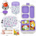 Bento Lunch Box for Kids with 12oz Soup Thermo Leak-Proof Lunch Food Container with 5 Compartment Thermo Hot Food Jar and Insulated Lunch Bag for Kid Toddler Girls Boys to School