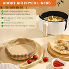 Vailnd Air Fryer Liners Disposable, 305 PCS 8" Round Unbleached Air Fryer Paper Liners, Heavy-Duty Air Fryer Liners for 5-8 qt Basket, Non-stick & Oil-Proof Parchment Paper for Oven, Pan