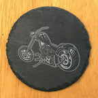 Level Up Your Man Cave: Rustic Chopper Coasters for The Motorcycle Enthusiast - Round Slate - Set of 5