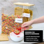 Bamboo Food Dispenser 2 Pack (Large) | Airtight Cereal & Snack Storage Containers | Acrylic Kitchen Organizer for Pantry | Rice, Flour, Candy, Coffee, Pasta, Dry Food Storage