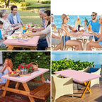 homing Rectangle Table Cloth Cover, Waterproof Polyester Elastic Fitted Tablecloth, Fits for 5 Foot Folding Tables, Washable Table Protector for Picnic, Camping, Outdoor (Pink, 30" x 60")