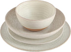 Gibson Elite 16 Piece Dreamweaver Double Bowl Terracotta Reactive Dinnerware Set - Sand Cream, Service for 4 (16pcs)