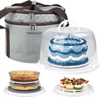 TMRIOPELP Tall Cake Carrier with Lid and Handle Insulated Cake Container Cake Transport Carrier Ideal for Pies Cupcakes and Pastries Perfect for Safe and Secure Cake Delivery (Grey, 12 inch)