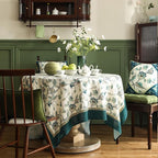 patdrea Designer Green Small Square Table Cloth,Vintage Floral Linen Durable Breathable French Tablecloth,Dacorative Cover for Kitchen Dining,Christmas,Thanksgiving,Tea Party,55"x55"-Noah