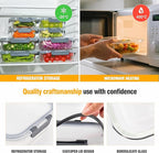 5 PACK 36 oz Glass Meal Prep Containers, Glass Food Containers with Snap-Lock Lids, Airtight Lunch Containers, Microwave, Oven, Refrigerator and Dishwasher Safe，Gray