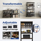 HOMEDANT House 5-Tier Metal Rolling Cart Shelf Rack Casters Heavy Duty Wheel Shelving Unit Adjustable Utility Storage Shelves Organizer Shelf Kitchen Garage 36.2" W x 16.5" D x 69.5" H 10Pack