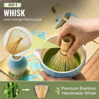 Matcha Whisk Set 7 Pcs Matcha Sets Blue, matcha Kit with Bowl, Whisk and Holder, Bamboo Scoop, Scoop Rest, Sifter & Tea Towel, Tea Gifts for Matche Lovers Making Breakfast Latte