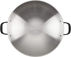 KitchenAid 5-Ply Clad Polished Stainless Steel Wok, Induction Compatible, Dishwasher Safe, 15 Inch Open Stir-Fry Pan