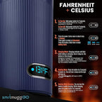 GO Heated Coffee Mug, Travel Mug, 13.5 OZ. Smart Mug, Battery Powered Heated Coffee Mug, Great for Coffee and Tea, Snap on Magnetic Charging Cord, New and Improved (Navy Blue)