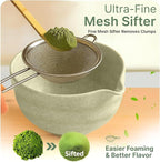 NEKOLA Matcha Whisk Set (7Pcs) Matcha Bowl, Bamboo Whisk, Whisk Holder, Spoon & Scoop, Sifter & Tea Towel Tea Making Ceremony Kit for Matcha Lovers Unique Gifts for Women,Men & Girlfriend
