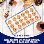 3 Pcs Baking Sheet Pan Set 13.8 × 9.8 × 0.6 Inches Cookie Sheet Large Toaster Oven Pans Stainless Steel Tray Barbecue Grill Pan Rectangle Trays Oven, Non-stick, Easy Clean
