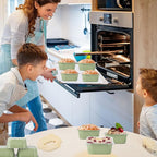 Cupcake Liners With Lids, BAKINGPAK 30PCS 10oz Square Mini Aluminum Pans with Lids Mini Cake Pans with Lids Disposable Aluminum Foil Ramekins with Lids Baking Cups With Lids for St. Patrick's Day,Fern