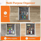 Lifewit Silverware Tray, Deep Wide Cutlery Drawer Organizer Storage for Kitchen, Plastic Flatware Utensil Holder Divider for Spoons Forks Knives Tableware, 5 Compartment, Gray