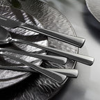 KINGSTONE 18/10 Stainless Steel Flatware, 20-Piece Forged Silverware Set for 4, Mirror Polished Cutlery Set Dishwaher Safe for Home, Restaurant, Wedding, Party, Black